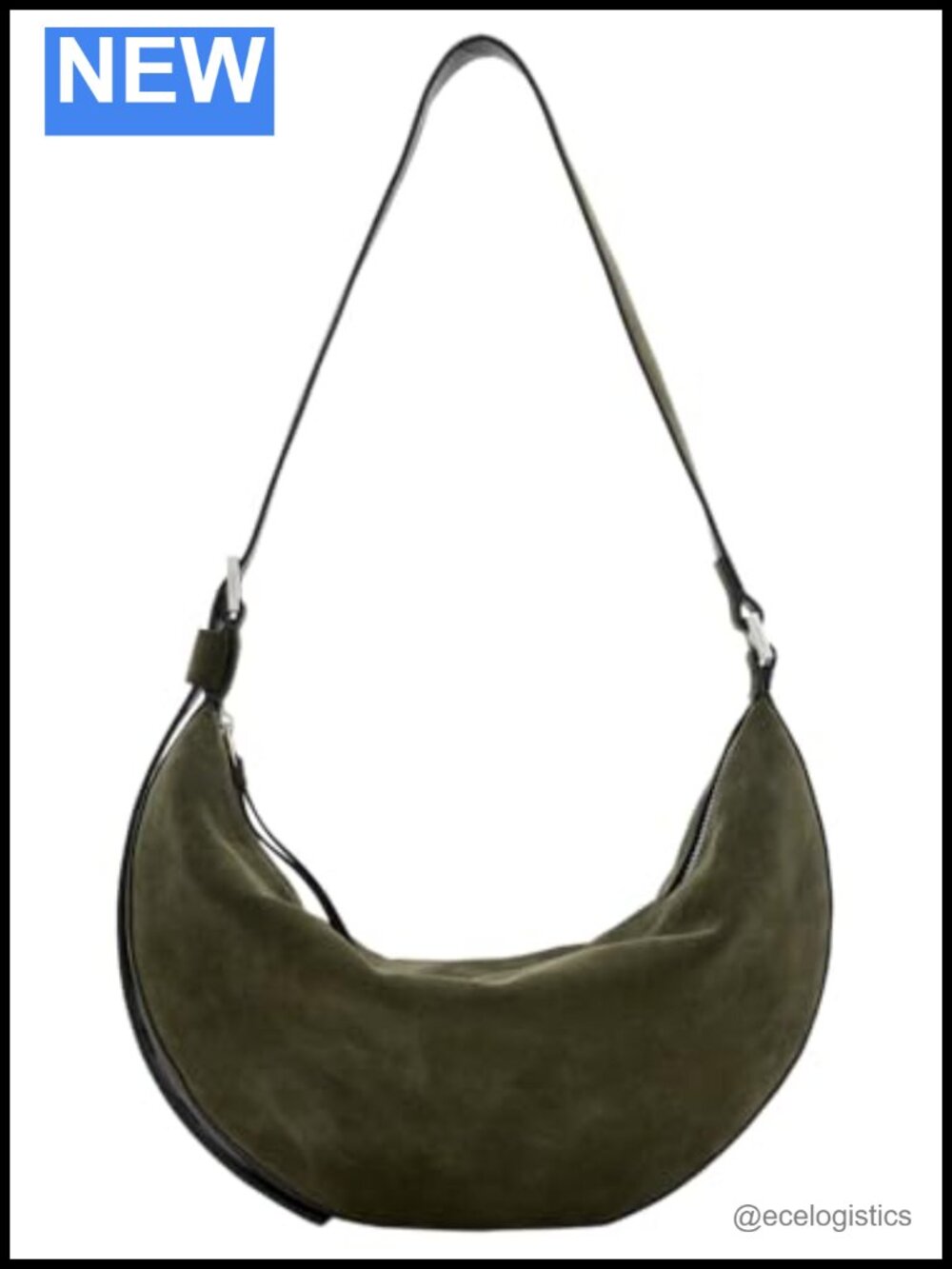 100% Leather Hobo Shoulder Bag with Zipper Closure, Crossbody Strap, for Women
